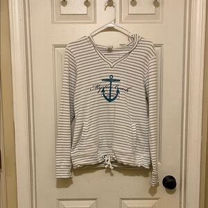 Gear For Sports Striped Anchor Hoodie - White and Blue